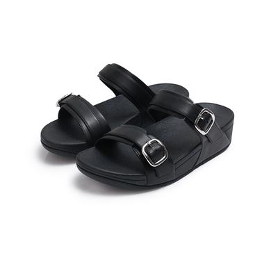 LULU ADJUSTABLE LEATHER SLIDES/ES7-090/All Black