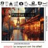 Wall Mural of the Parisian Eiffel Tower Scene Flat 2D, 1 Piece, Autumn Street Scene Withs and Flashlights, Polyester, No Power Required,