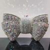 Green Bow Rhinestone Evening Bag Gold Hard Metal Crystal Wedding Handbags Bridal Party Cluches Diamond Women Cocktail Purses