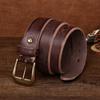 Thickened Large Copper Buckle Extra Thick Beveled Edge Retro Matte Leather Belt Men's First Layer Cowhide Casual Belt