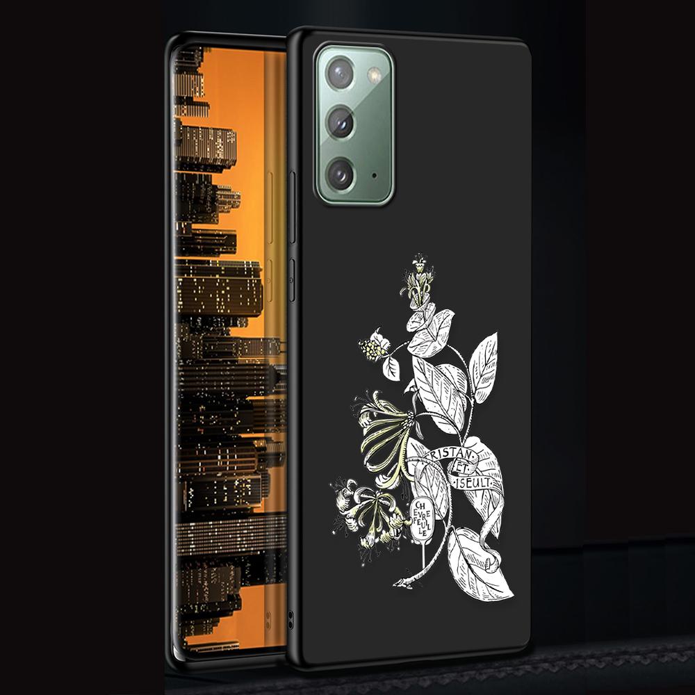 

Чехол Sketch Flowers для Samsung Galaxy Note 20 Ultra 10 Lite 9 8 A53 A52 A12 S22 S21 FE S20 Plus TPU Черная Накладка на Телефон Samsung A12