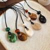 Vintage Colorful Design Kpop Long Chain Water Droplet Design Rope Chain Resin