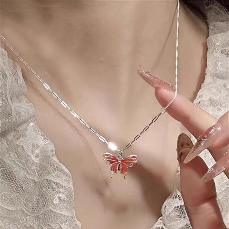 

Эмалевая бабочка ожерелье женское французское легкое роскошное нишевое изысканное чувство роскоши не выцветает ключичная цепочка для отправки девушке