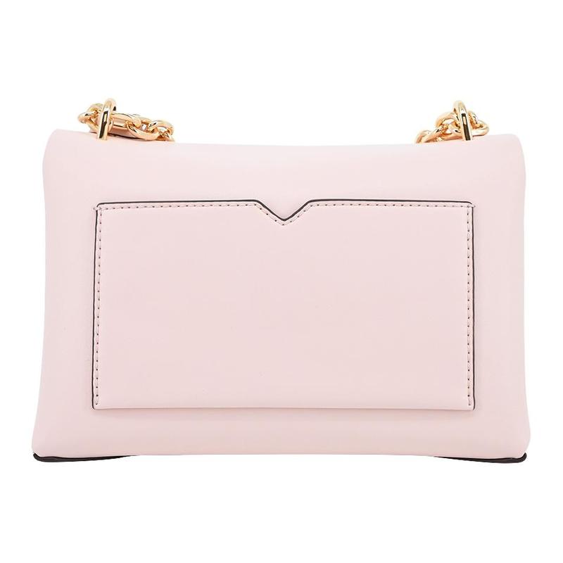 Michael Kors Cece Classic Solid Color Retro Chain Gold Buckle Flip Polyester Crossbody Shoulder Bag Medium Size Women's Cherry Blossom Pink