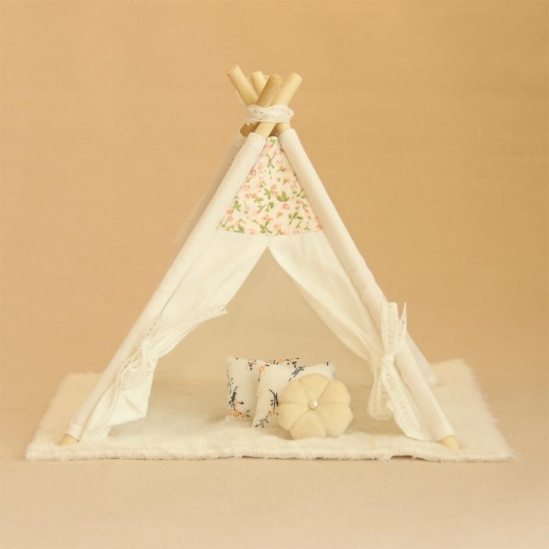 1/12 Doll House Minature Tent Easy Assembly Design Safe Cotton Polyester Playtent For Children Pretend Play Activity