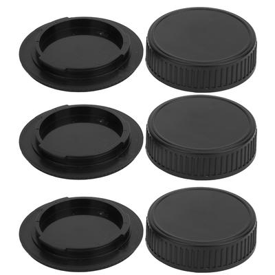 3PCS Black Plastic Portable Lens Rear Cover Body Front Cap Kit Fit for Pentax PK Mount Camera