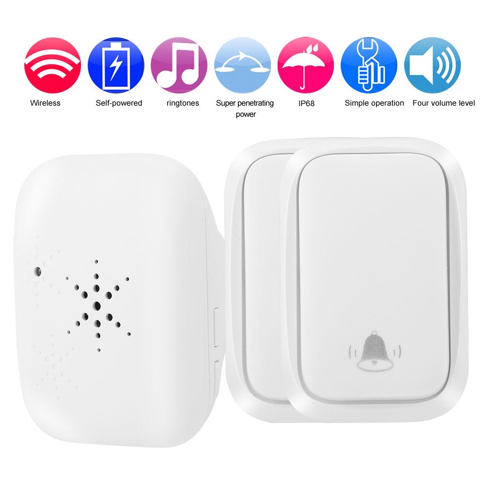 4 volumen Self powered Drahtlose Türklingel Sender Empfänger Kit IP68 Wasserdicht 1V2