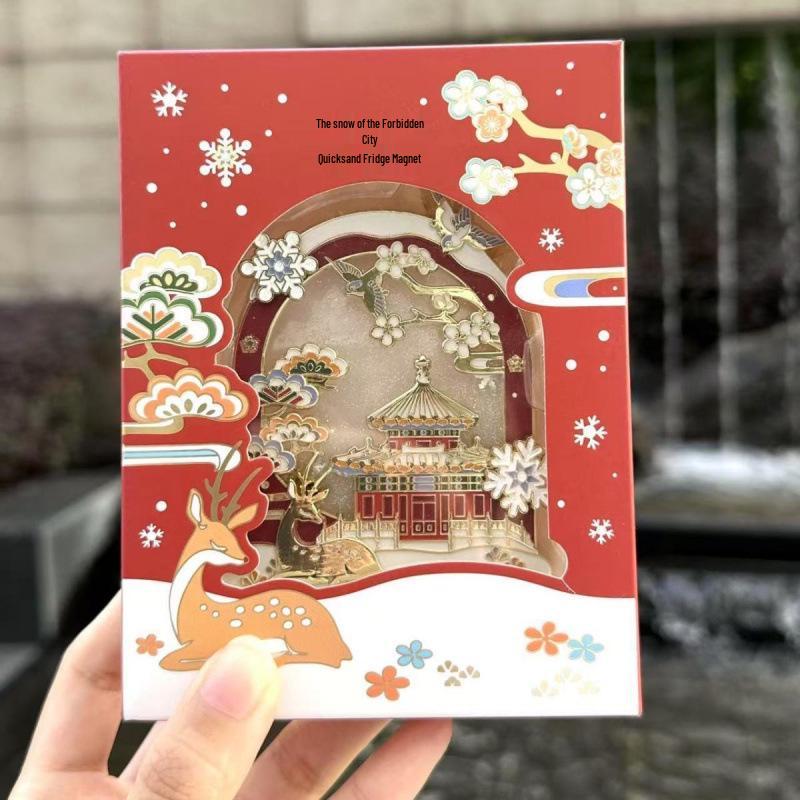 Beijing Palace Museum Jade Rabbit Rotating Snowflake Fridge Magnet Souvenir Single piece