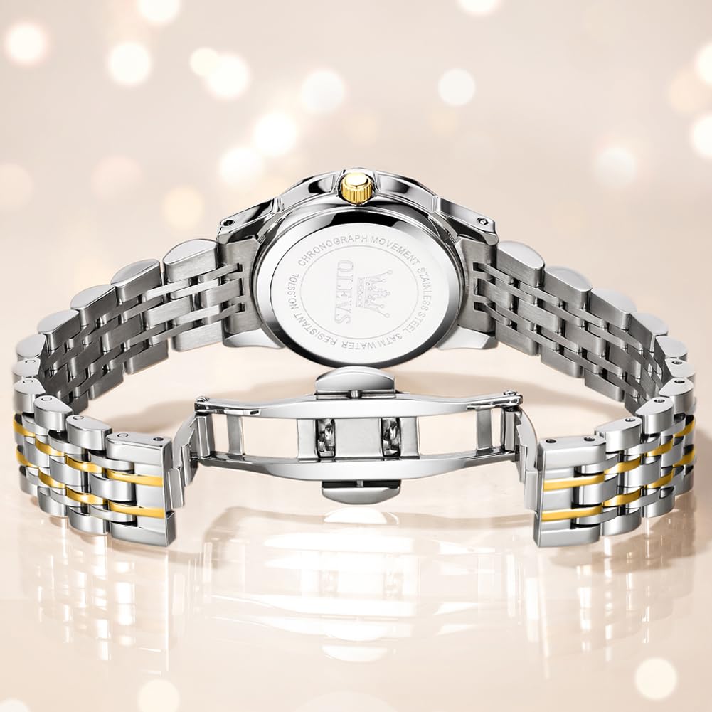 OLEVS Couple Popular Couple Stylish Quartz Stainless Date Luminous Analog White Perfect Gift Watches, Watches, Movement, Steel, Waterproof, Display,