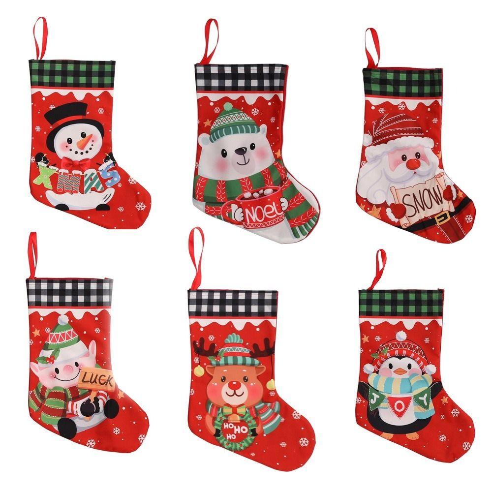 Cloth Christmas Stockings Multicolor Durable Christmas Decorations Bag Large Capacity DIY Xmas Gifts Bag Tree Decoration