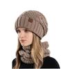 Sombreros europeos y americanos de invierno, bufandas, gorros de punto cálidos y a prueba de frío para mujer, protectores de orejas, tapones, gorros de lana