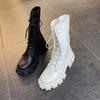 Medium Boots Versatile British Style Martin Boots Women'S Thin Short Boots Trendy Thick Soles Increase Spring And Autumn Thick Heels
