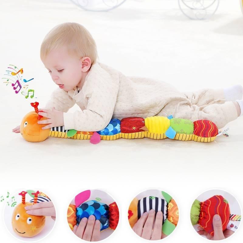 Sozzy Plush Music Crinkle Paper Toy For Infants Soft Comforting Stuffed Caterpillar
