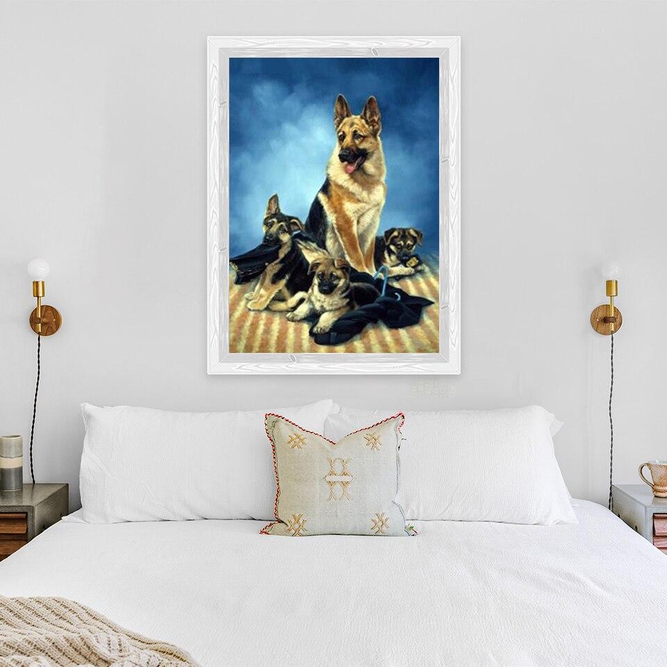 5D DIY Diamond Painting Cute Dog Diamond Embroidery Animal Scenery Cross Stitch Full Round Drill Home Decor Manual Gift