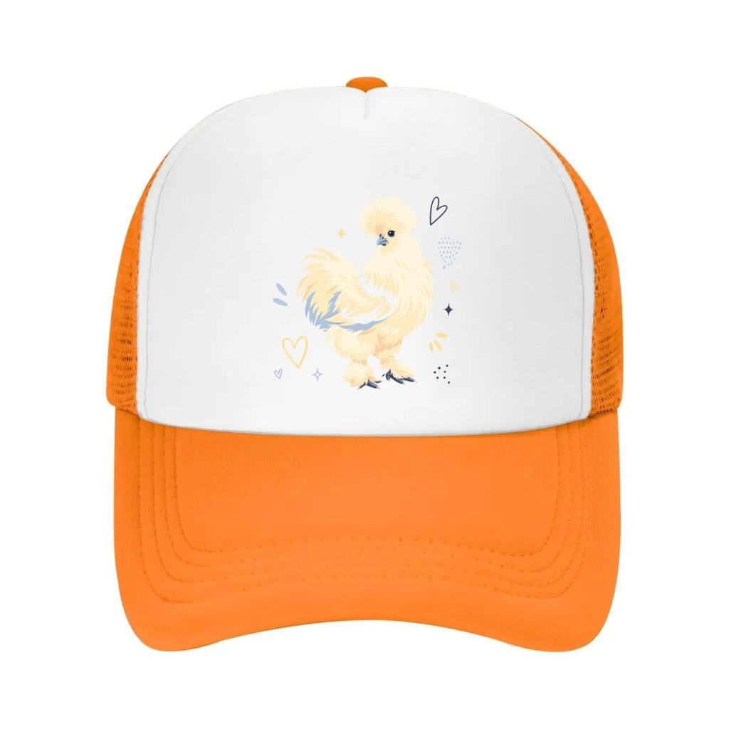 Whimsical Silkie Chicken Heart Art Mesh Baseball Cap Casual Hat Outdoor For Womens Unisex FeUnisex