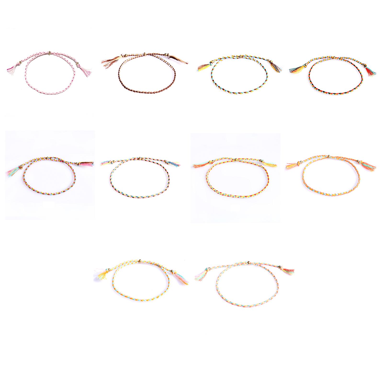 

Набор из 10 многоцветных плетеных браслетов дружбы ручной работы, регулируемые плетеные браслеты на ногу, красочные браслеты C