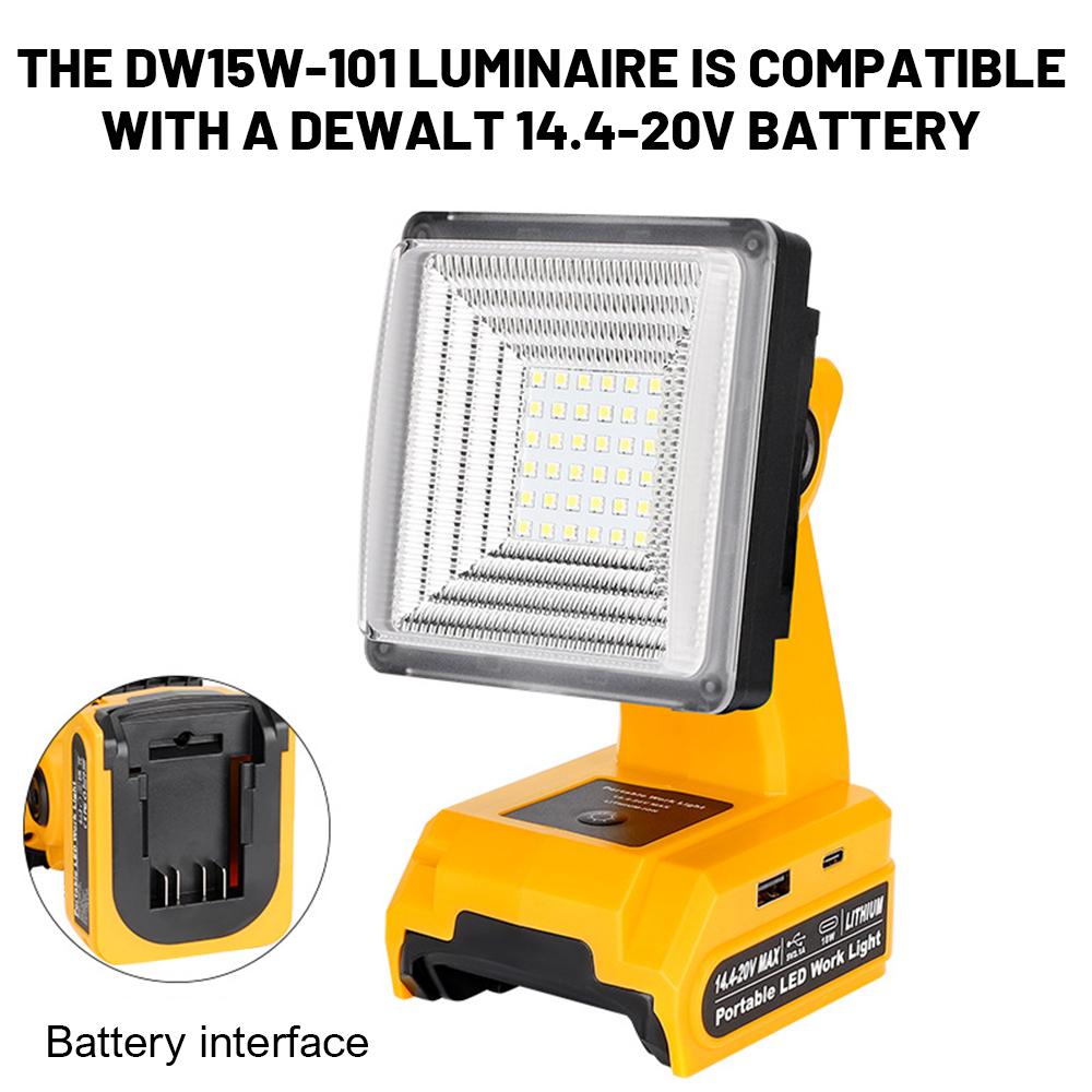 Lampe de travail LED, Lampe d'avertissement LED portable Lampe de travail Éclairage extérieur Pour batterie Makita /Milwaukee/Dewalt/Bosch 18V(Pas de batterie)