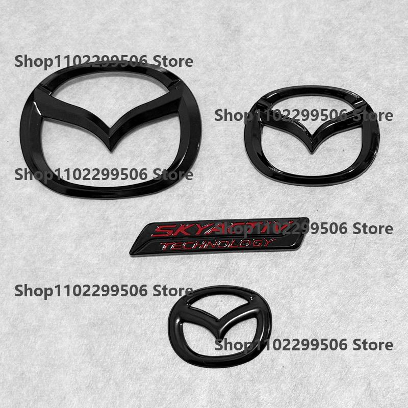For Mazda MX5 Miata NC ND Black ABS Front Grille Emblem Steering Wheel Rear Trunk Badge Logo Rear Tail Refitting Decoration