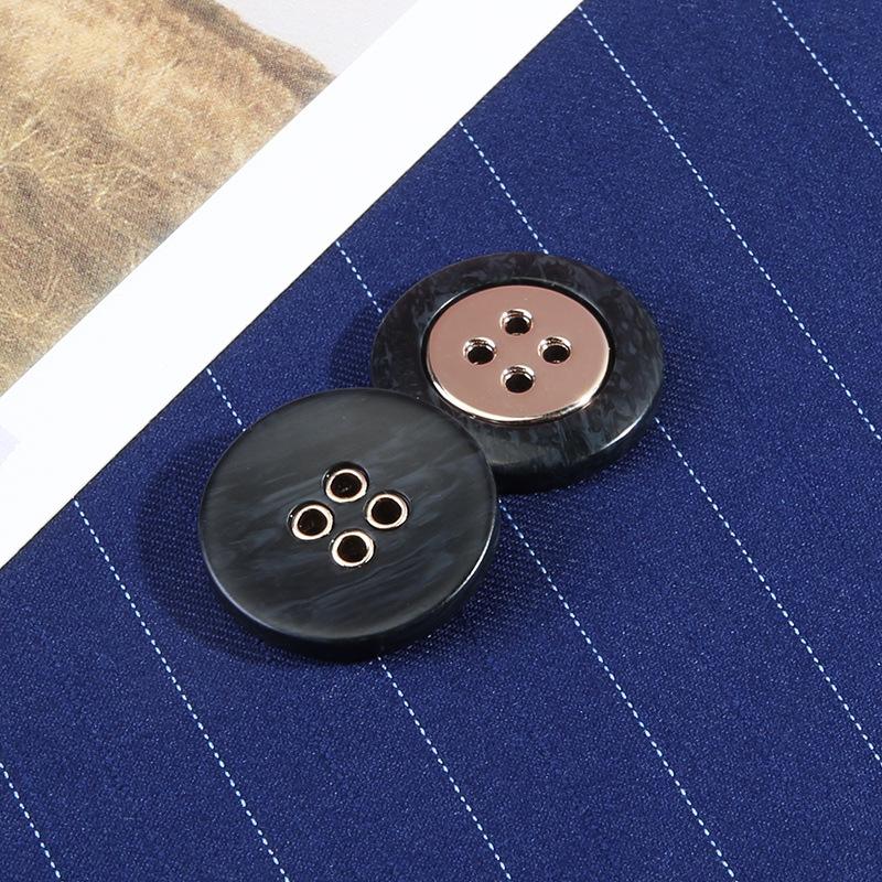 Round Black Button High-End Women'S Clothes Blazer Coat Button Accessories Versatile Sweater Four-Eye Button Men