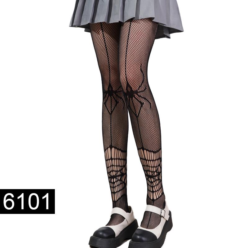 Mesh Fishnet Nylon Tights Long Body Stockings Jacquard Step Foot Fashion Seam Lingerie Ladies Black Hosiery Women Sexy Pantyhose