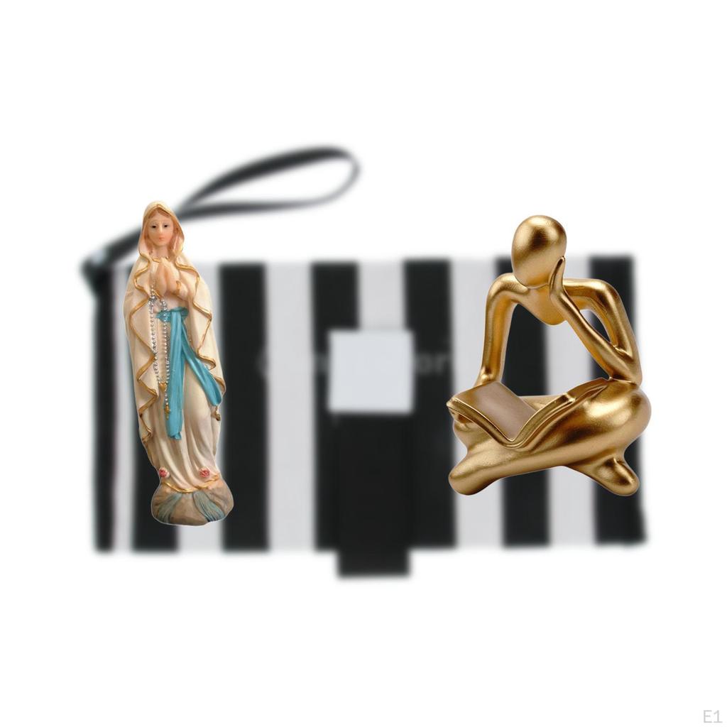 Abstract Mary Statue Thinker Sculpture Decorative Desk Display Blessed Figurine for Tabletop Living