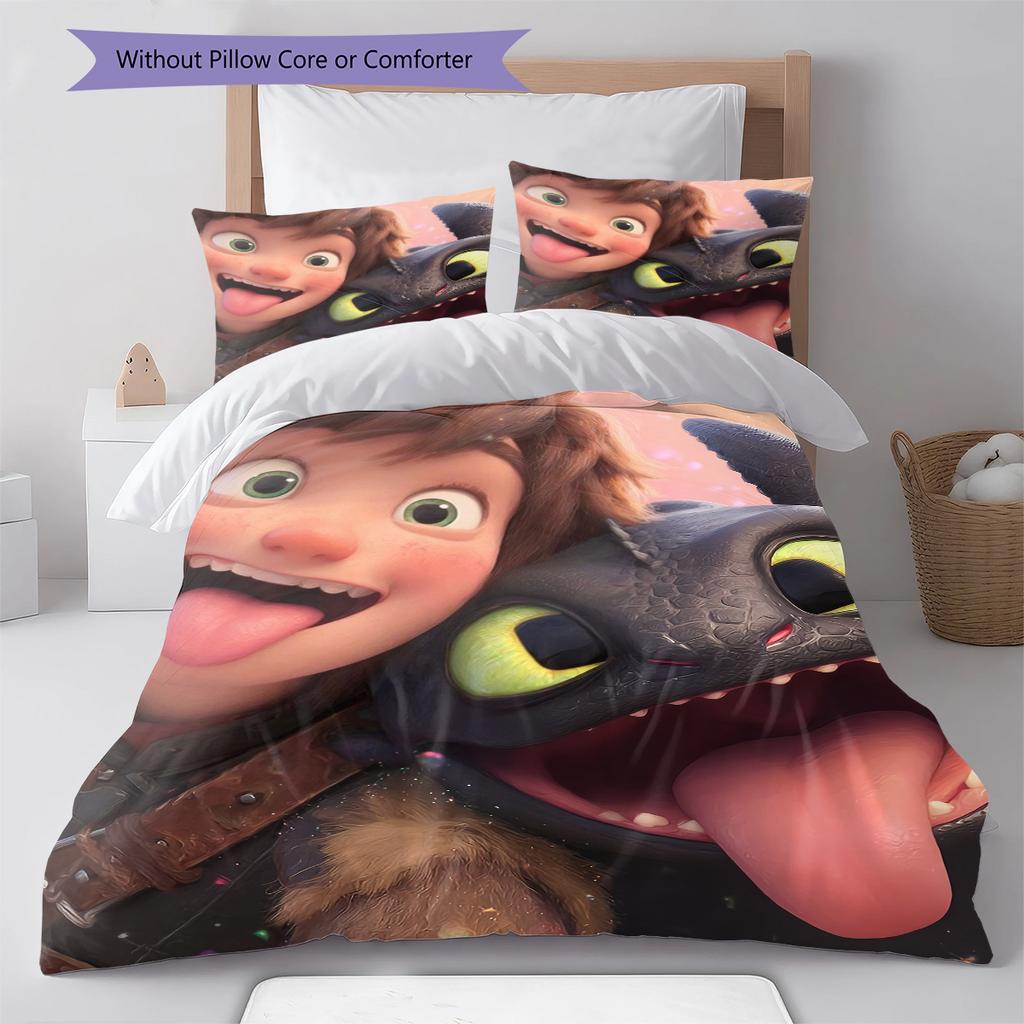 Sådan Træner Du Din Drage Hikke & Tandløs Dynebetræk & Pudebetræk, HTTYD Fan Sengetøj, Ideel Gave.chl