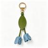 Tulip Pendant Leather Keychain - Flower Charm for Bags