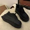 European Thick-soled Early Spring New Small Round Head Leather Lace-up Bread Casual Shoes
