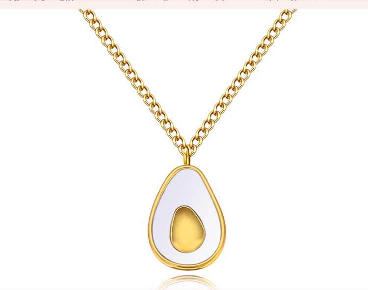 Exquisite Light Luxury Gold-Plated Avocado Pendant Necklace with Long-Lasting Titanium Steel Clavicle Chain