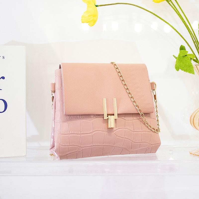 Trendy Crocodile Pattern Single Shoulder Crossbody Chain Buckle Women's Bag, Solid Color Casual Messenger Bag, One Piece.