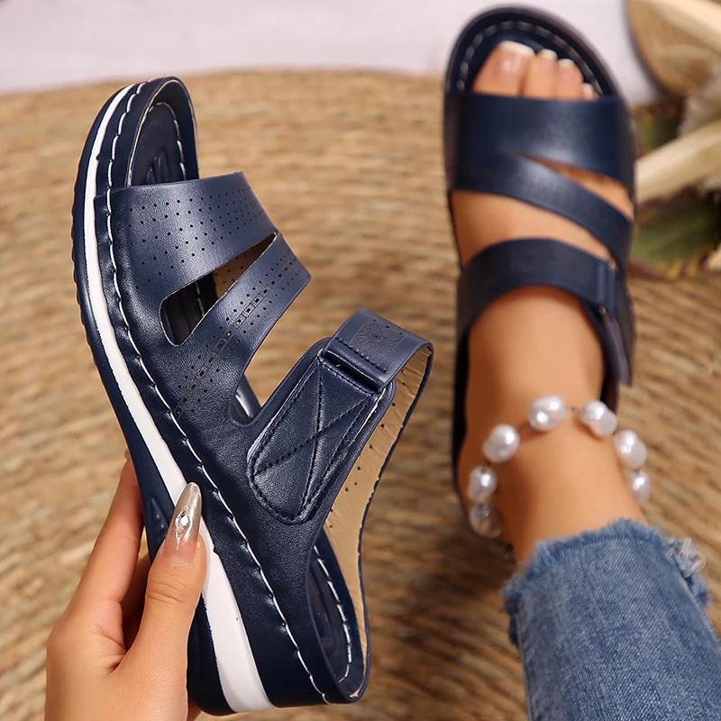 Fashion Comfortable Women's Wedge Sandals Solid Color Casual Platform Slippers Woman 2025 Summer Fashion Non Slip Beach Slides Plus Size