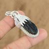 Easter Sale Black Tourmaline Rough Stone 925 Silver Unique Art Deco Boho Pendant