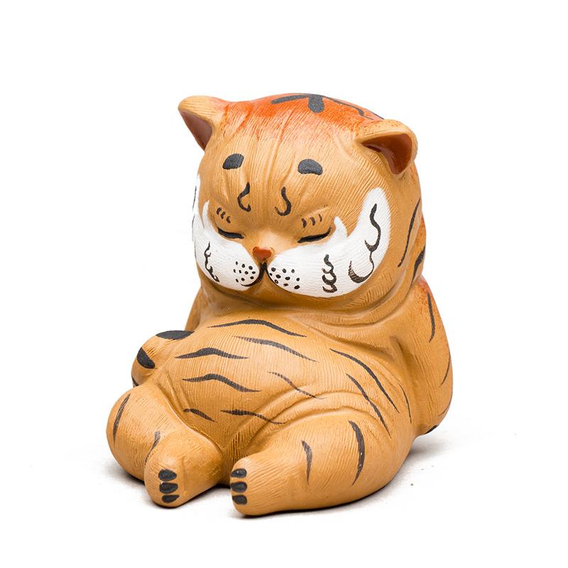 Purple Sand Tea Pet Little Tiger Ornament Zodiac Pulling Hair Mud Painting Hand Made Cute Tea Play Tea Set Accessories Can Be Raised