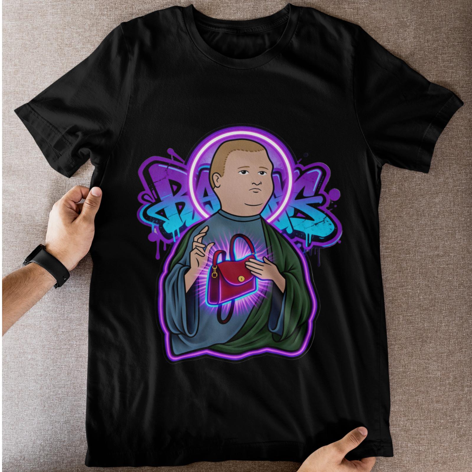 Neon Saint Meme Shirt Funny Aesthetic Streetwear Graphic Tee Parody Art XL