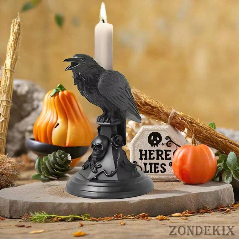 Gothic Standing Crow Skull Rose Candle Holder Candle  Silica Gel Mold,wool Art Craft Tools for DIY Making Candles,candle Holders
