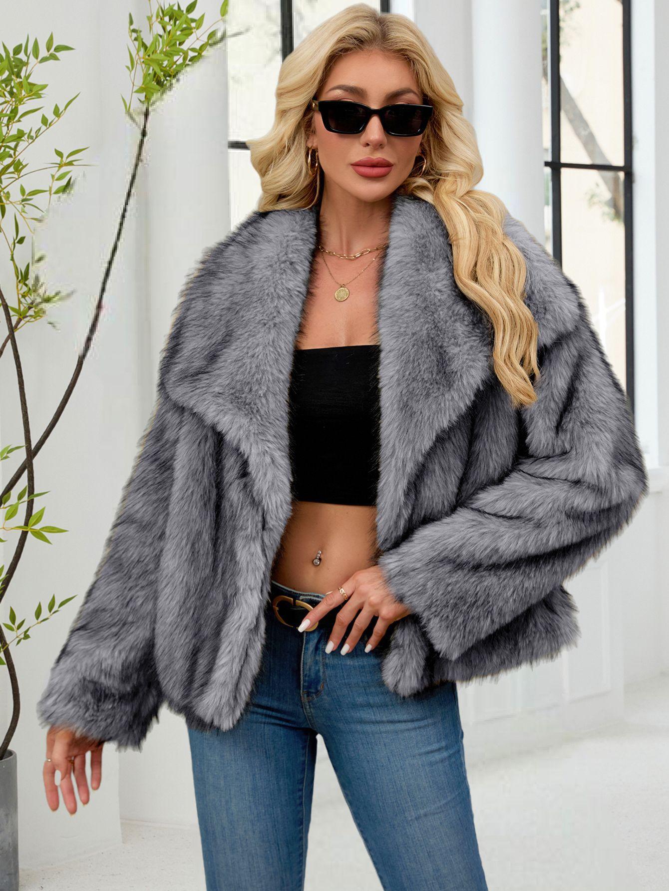 

Женская теплая пушистая куртка из искусственного меха, имитация лисьего меха XXXL