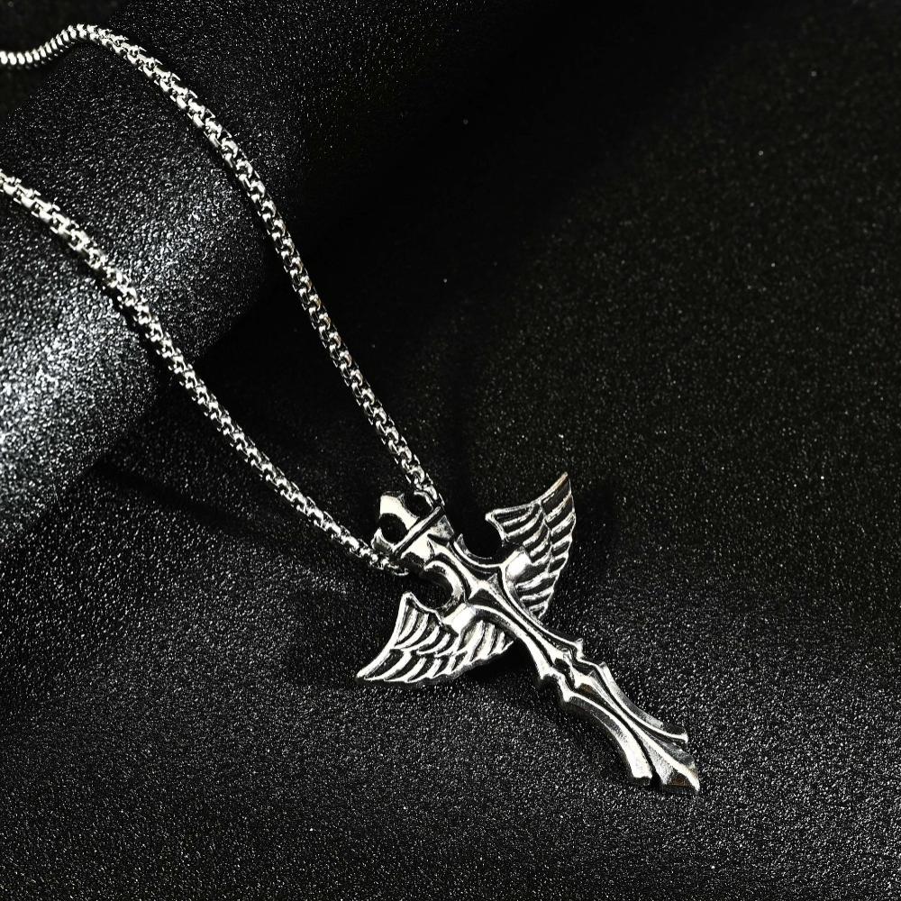 Herren Drachenflügel Anhänger Halskette Wikinger Kreuz Metalllegierung Gothic Schmuck Einzigartiges Geschenk für Ihn