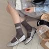 Female Spring and Autumn Pure Color Lace Cloth Standard Pleated Texture In The Tube Pile Socks