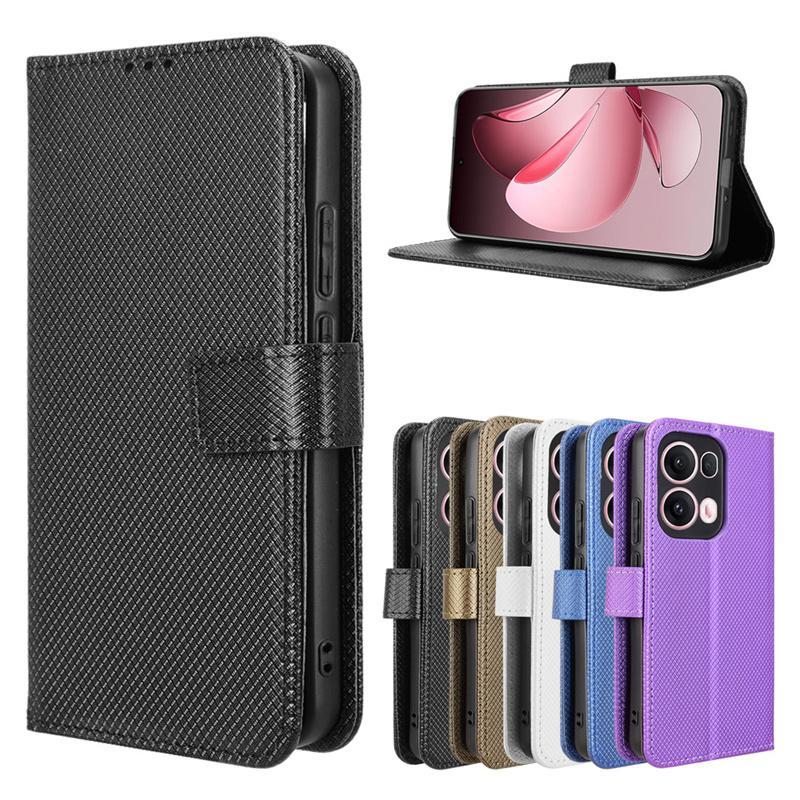 Luxusní flipové pouzdro s diamantovým vzorem na šňůrku na krk pro OPPO Reno 13 Pro 5G, kožené, pro OPPO Reno 13 Pro 5G