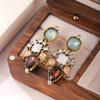 Charm Female White Red Zircon Stone Drop Earrings Cute Trendy Bridal Gold Color Dangle Wedding  For Women