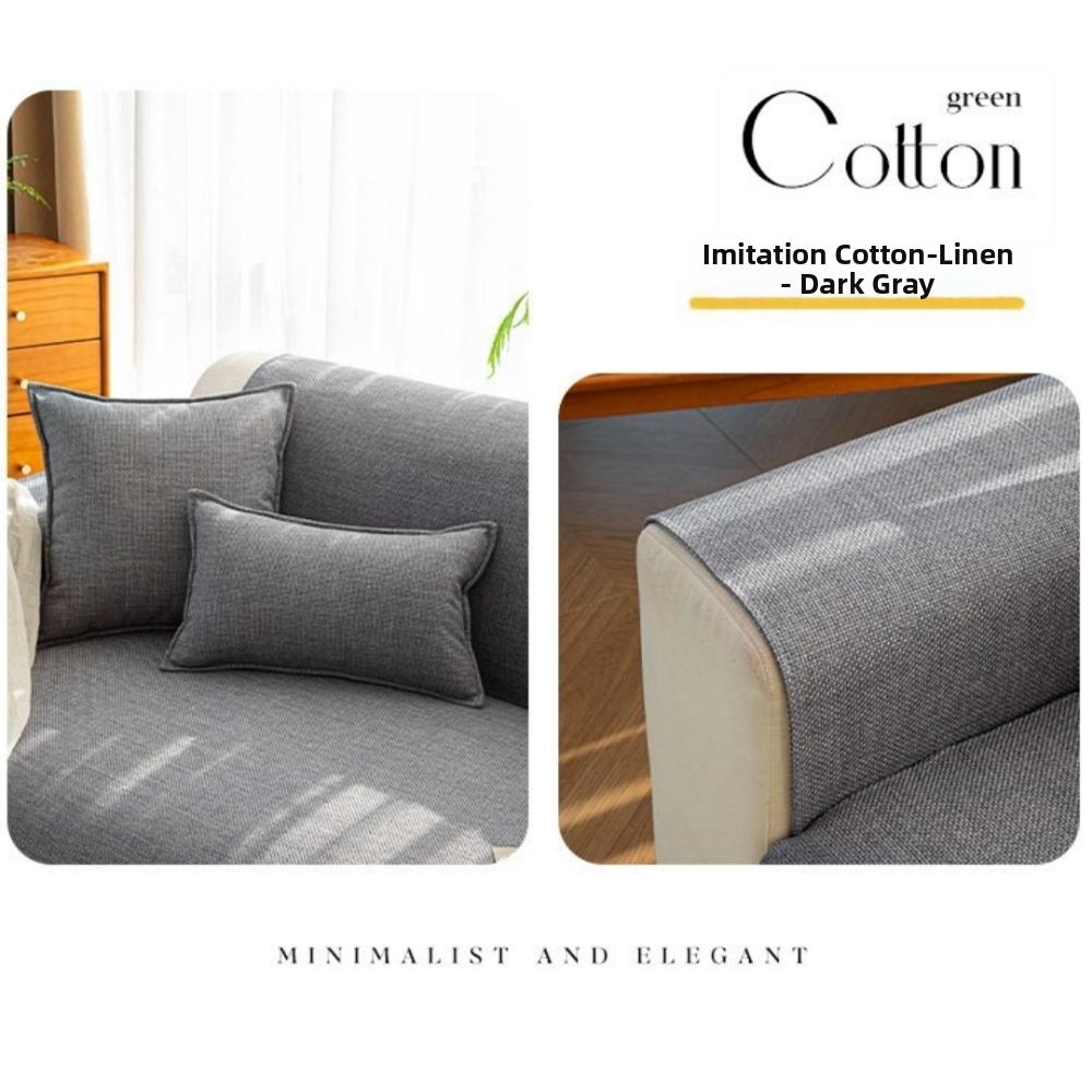 Cotton-Linen Blend Couch Seat Cover Non-slip Sofa Backrest Cover Couch Protector for Living Room