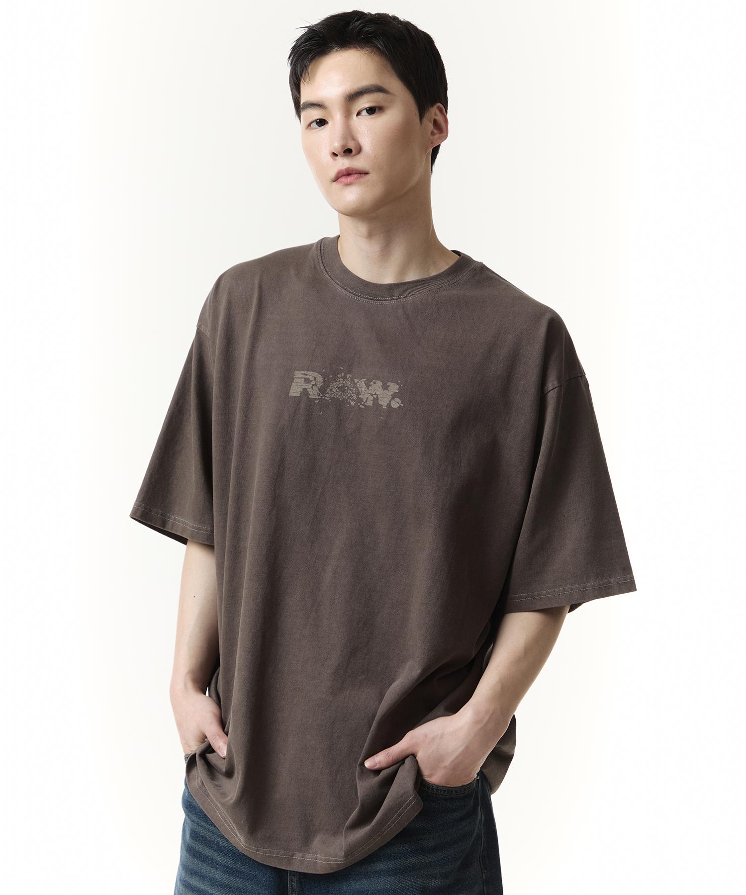 Row Lab Raw Gun Logo Pigment Short Sleeve T-Shirt (Brown) M