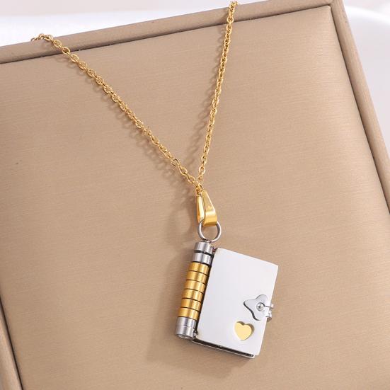 Titanium Steel Book Necklace Openable Mini Book Pendant Necklace Love Book Charm Necklace Jewelry Gift for Her