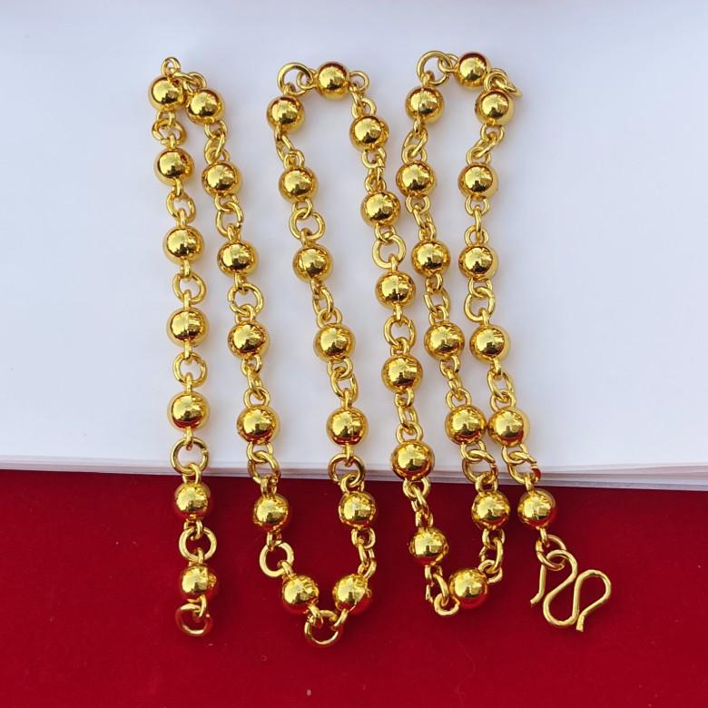 18K Gold Plated Men's Prayer Bead Necklace - Solid Round Gold Chain, Elegant and Simple Gift
