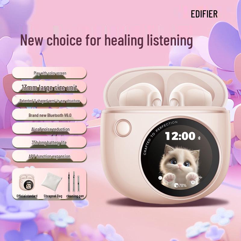 

Edifier Tap Tap Справді бездротові Bluetooth навушники напіввкладиші з кольоровим екраном, шумозаглушенням та тривалим терміном служби батареї V6.0 Basic Standard