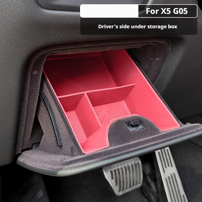 For X5 G05 X6 X7 2019-2026 Driver Side Lower Storage Box Silicone Organizer Interior Decoration Stowing Accessories