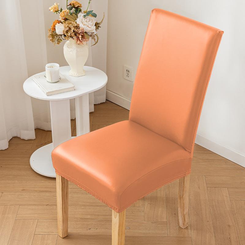 Leather Chair Cover Waterproof, Oil-proof and Non-slip Chair Cover Home Solid Color Thickened Dining Chair Cover