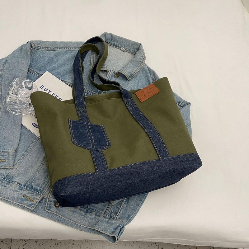Canvas Große Tasche Damen Neue Lässige Schultertasche Große Kapazität Klasse Pendlertasche Tragetasche