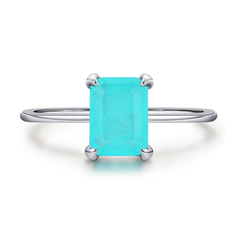 Modian Настоящее Серебро 925 Пробы Классическое Прямоугольное Турмалин Параиба Женское Кольцо на Палец Для Женщин Шарм Изящные Украшения Anillo 5