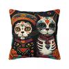 Day Of The Dead Kitten Cat Sugar Skull Dia De Los Muertos Square Pillowcase Pillow Cover Comfort Throw Pillow Home Living Room